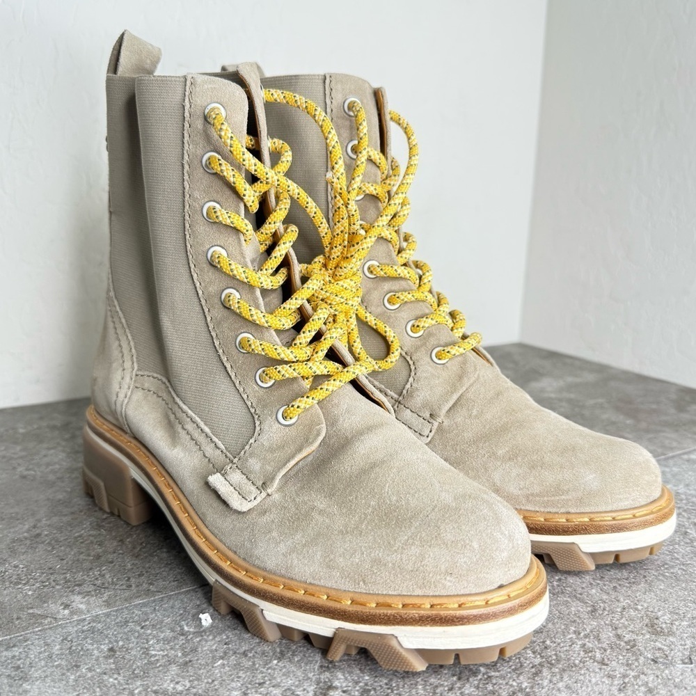 NEW Rag & Bone Shiloh Tan Suede Lace Up Designer Combat Boots Women EU38.5 US8.5